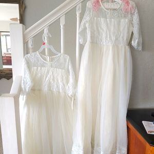 2 Beautiful White Lace Couture girls dresses by JustCouture. Girl Sizes 7-8 &6.